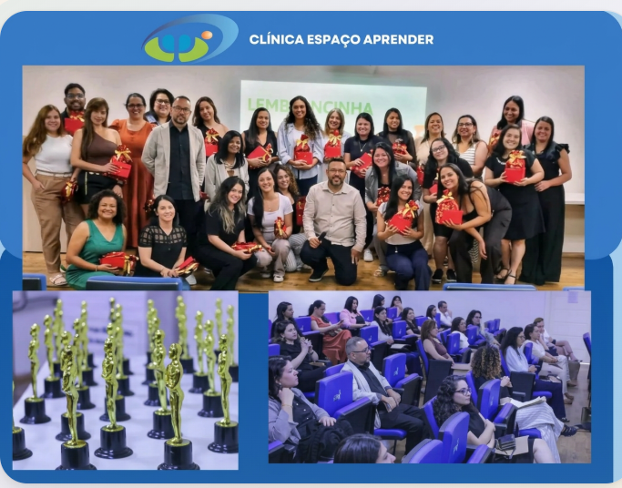 Equipe da Clínica Espaço Aprender em evento comemorativo